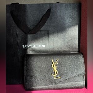 Black YSL Grain De Poudre Leather/Gold
